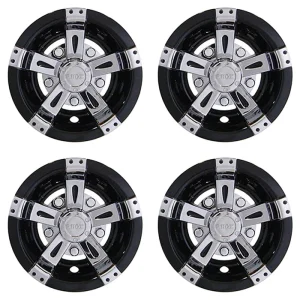 8" Black/Chrome Vegas Golf Cart Wheel Covers (set of 4)