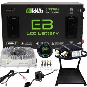 EcoBattery 51V 160Ah Lithium Battery Bundle for EZGO RXV Golf Carts (2008–2026)-Charger + Converter + SOC Meter