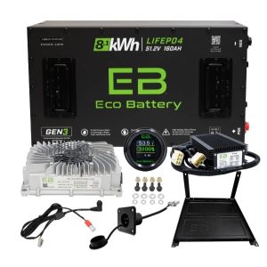EcoBattery 51V 160Ah Lithium Battery Bundle for EZGO TXT 48V Golf Carts (2008-2022)-Charger + Converter + SOC Meter