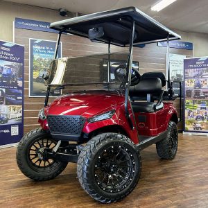 2018 E-Z-GO TXT Lifted • Gas • Cherry Metallic Storm Body • Street-Ready and American-Built