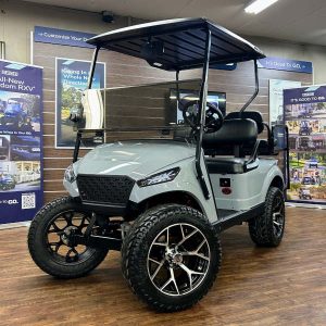 2018 E-Z-GO TXT Lifted • Gas • Cement Grey Storm Body • Street-Ready and American-Built