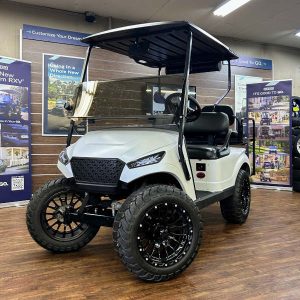 2018 E-Z-GO TXT Lifted • Gas • White Metallic Storm Body • Street-Ready and American-Built
