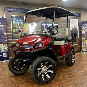 2026 E-Z-GO Express 4 Lifted • Gas • Inferno Red • Street-Ready and American-Built