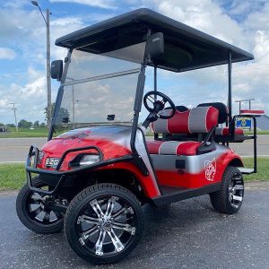 2018 E-Z-GO Gas TXT, Grey/Scarlett Fade Ohio State