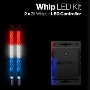 RGB LED Whip Light Kit for Golf Carts & UTVs – 2 ft Pair with LEDCast Controller | Multi-Color, Patterns, & Sync Effects