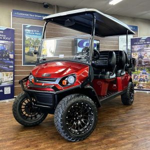 2026 E-Z-GO Express 6 Summit X Lifted • Gas • Inferno Red • Street-Ready and American-Built