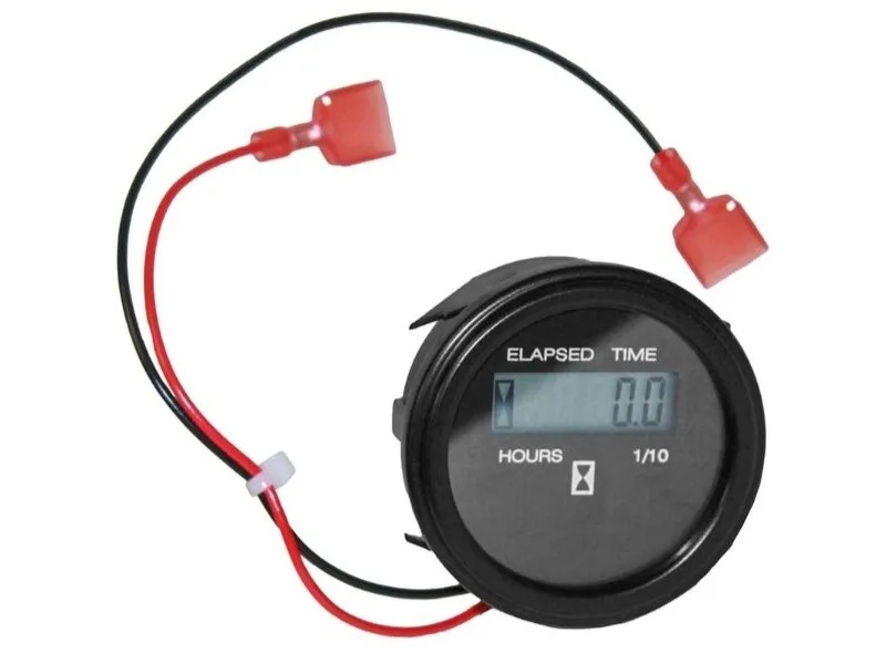 OEM EZGO hour meter PN# 617074 with elapsed time display and two wire leads